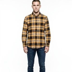 Piombo Shirt Men’s Size XXL Yellow Blue Plaid Flannel Button Down Long Sleeve